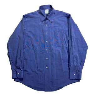 Brooks Brothers Regent Dress Shirt Mens 17.5 36 Blue Supima Cotton Button Down